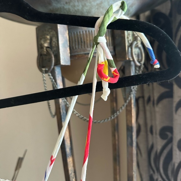 Tory Burch Iris Smocked Floral Midi Dress White Red Blue Size Large Fit & Flare - Picture 11 of 13